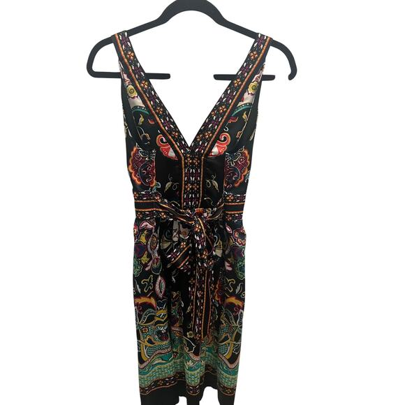 ECI Womens Dress Size 10 Black Floral Sheath Sleeveless Knee Length Casual - Picture 1 of 2